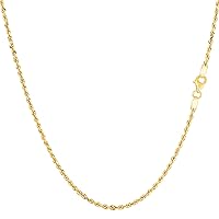 14k Yellow Solid Gold Diamond Cut Rope Chain Necklace, 1.25mm, 16\