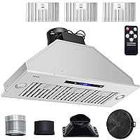 VEVOR Insert Range Hood, 900CFM 4-Speed, 36 Inch Stainless Steel Built-in Kitchen Vent with Touch & Remote Control LED Lights Baffle Filters, Ducted/Ductless Convertible, ETL Listed…