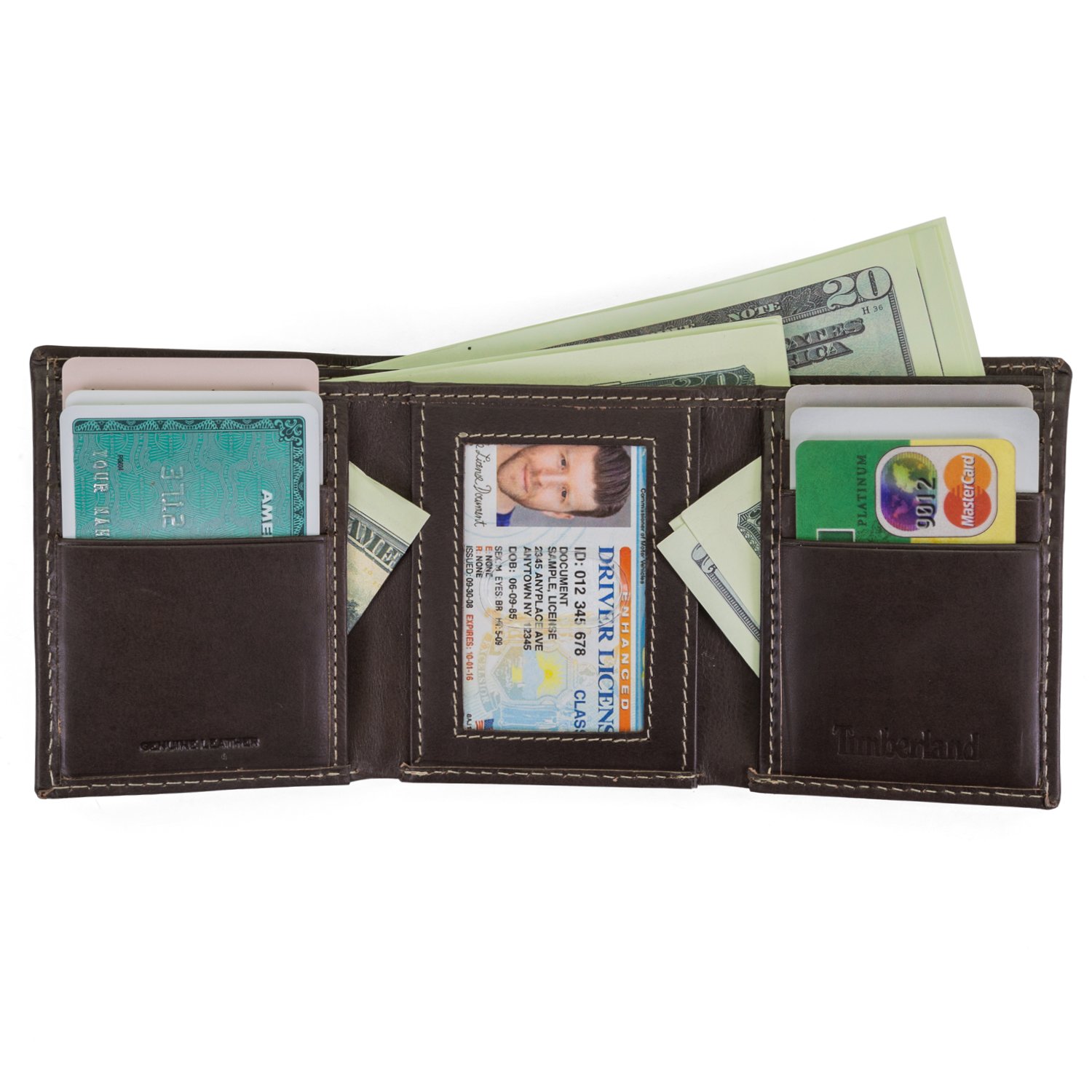 Timberland Men's Leather Trifold Wallet with Id Window