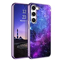 GUAGUA Compatible with Samsung Galaxy S23 Case 6.1 Inch Glow in The Dark Noctilucent Luminous Space Nebula Slim Fit Cover Shockproof Protective Anti Scratch Case for Samsung S23 5G, Blue Nebula