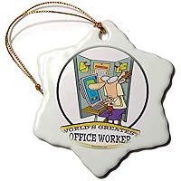 3dRose Funny Worlds Greatest Office Worker Occupation Job Cartoon - Ornaments (orn-103403-1)