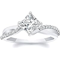 2.00Ct Diamond Engagement Rings for Women 18K White Gold Finish Ring Diamond Rings