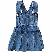 Summer Girls' Denim Overall Dress with Pleated Dress for Ages 6 Months to 6 Years Toddler Girls' Pleated