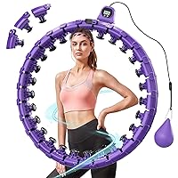 Weighted Hula Hoop, Smart Weighted Fit Hoop for Adults Weight Loss, 2 in 1 Smart Hoola Exercise Hoops with 27 Adjustable Detachable Knots Hoops Auto-Spinning Ball for Adults and Beginners