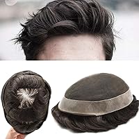 French Lace Hair System Mens Toupee Remy Hair Poly Transparent Replacement For Men Medium Light to Medium120% Density 6X8, 3# DARK BROWN