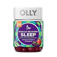 OLLY Muscle Recovery Sleep Gummies, Sleep and Sore Muscle Support, 3mg Melatonin, Tart Cherry, Vitamin D, Berry Flavor - 40 Count