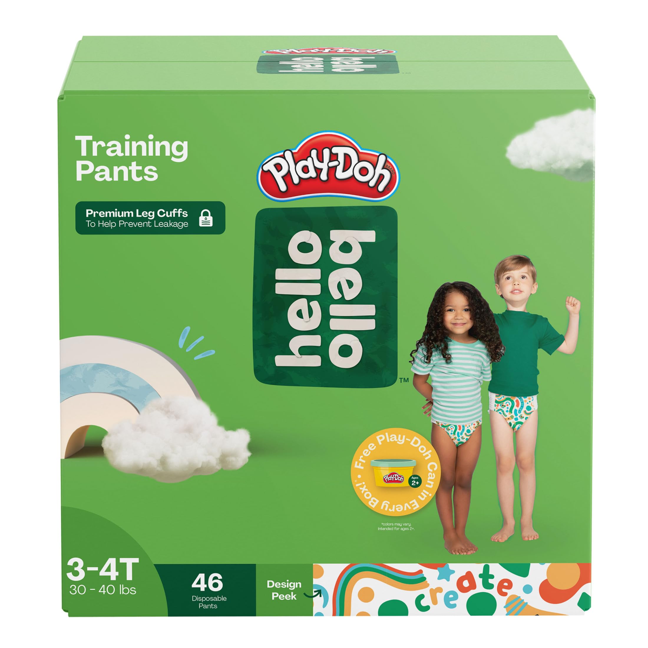 Hello Bello x Play-Doh Premium Training Pants - Size 3T-4T (30-40 lbs) in Colorful Play-Doh Designs, 46 Count