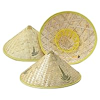 3Pcs Rice Farmer Hat Chinese Oriental Hat Bamboo Sun Hat Cool Farmer Hat for Cosplay and Sun Protection (Random Style) Sun Hats