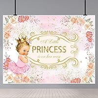 Royal Princess Baby Shower Backdrops Pink Floral Photo Background Baby Shower Party Backdrop Decoration Banner A Little Princess is On Her Way Newborn Photography Background 7x5Ft