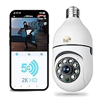 OJR 2K HD Light Bulb Security Camera, 5G/2.4G WiFi PTZ Camera Wireless Outdoor, Motion Detection and Alarm, Full Color Night Vision, Two-Way Audio, Easy Installation