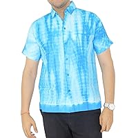 LA LEELA Men's Vacation Beach Shirt Holiday Hawaii Shirt Short Sleeve Summer Tops Button-Down Collar Shirts for Men