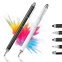 Capacitive Stylus Pen with Ballpoint Pen Writing,[4-in-1] Multifunction Stylus pens for Touch Screens,Stylus for Ipad,Apple,iPhone,Ipad pro,Mini,Laptops with 4 Replacement Tips -(Black&White)