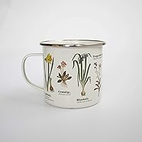 Gift Republic Wildflower Enamel Mug Outdoor Camping Mug Large Metal Coffee Cup Floral Nature Gardening Gift Pretty Design Durable Drinking Cup 500ml