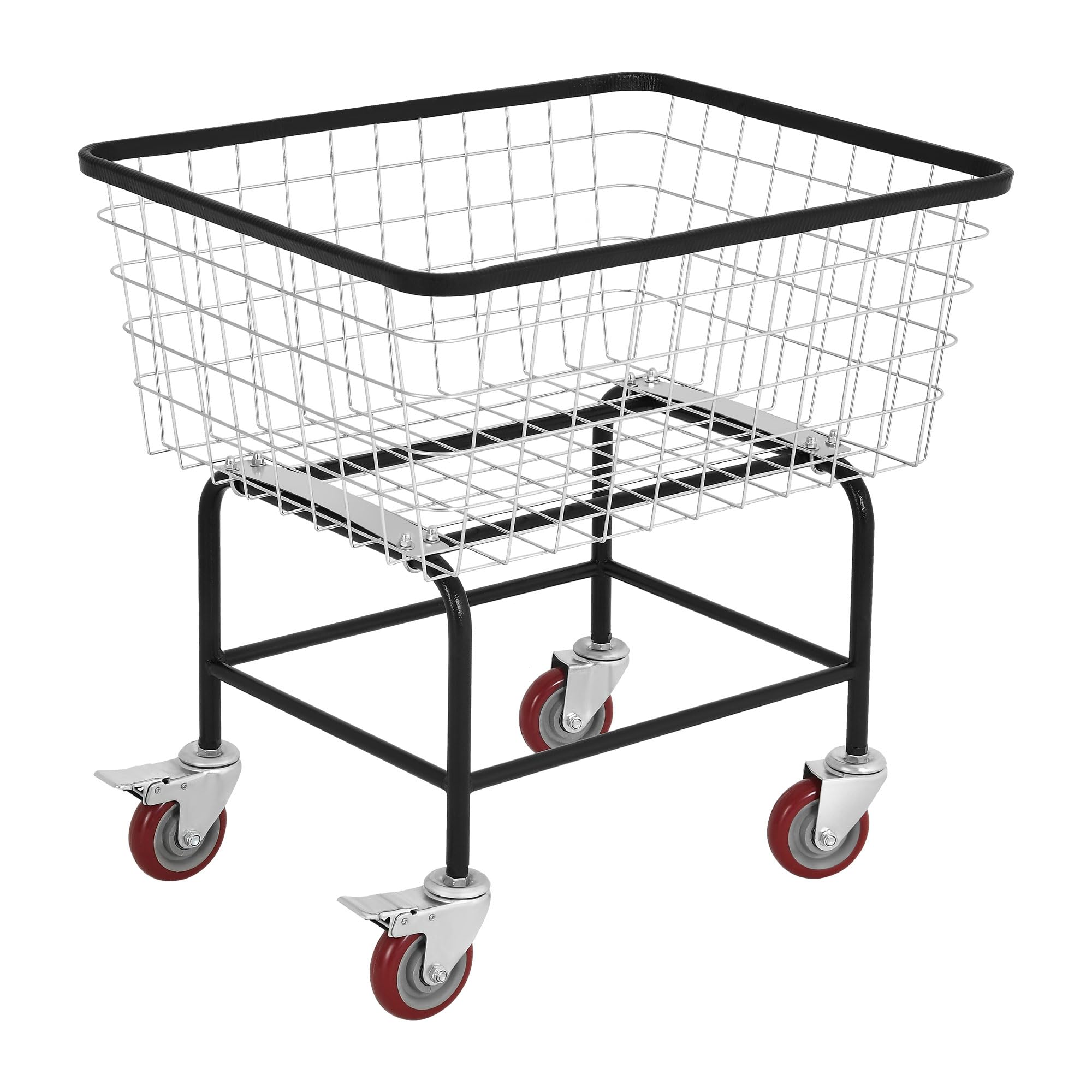 YITAHOME Wire Laundry Cart 4.5 Bushel, Rolling Laundry Basket with Wheels, Metal Commercial Wire Laundry Basket Cart with Galvanized Finish, Heavy Duty Large Steel Basket for Laundry Clothes Storage