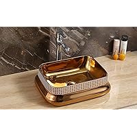 Table Top Premium Designer Ceramic Wash Basin/Vessel Sink for Bathroom 18 x 12 x 5 Inch Rose Gold Colour