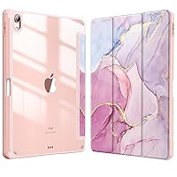Fintie Hybrid Slim Case for iPad Air 5th Generation (2022) / iPad Air 4th Generation (2020) 10.9 Inch - [Built-in Pencil Holder] Shockproof Cover with Clear Transparent Back Shell, Dreamy Marble