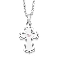 Sterling Silver CZ Child Of God (Girl) 14in. Necklace