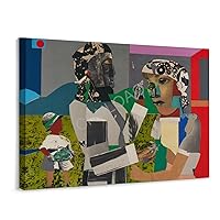 CNNLOAO Collage Artist Romare Bearden Abstract Fun Art Poster (4) Canvas Poster Bedroom Decor Office Room Decor Gift Frame-style 24x20inch(60x50cm)