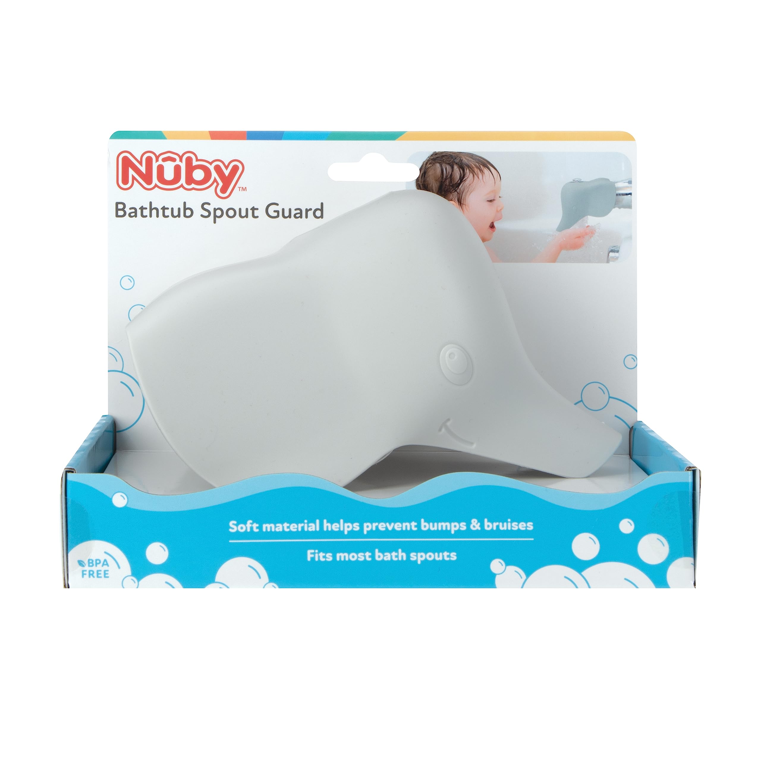 Nuby Safety Bathtub Spout Guard with Top Opening for Diverter– Elephant