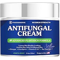 Tea Tree Oil Antifungal Cream, Natural Athletes Foot Cream Treatment, Jock Itch Cream Extra Strength for Foot & Body, Ringworm Treatment for Humans, Hydrating Anti Fungal Cream for Itchy Skin Relief