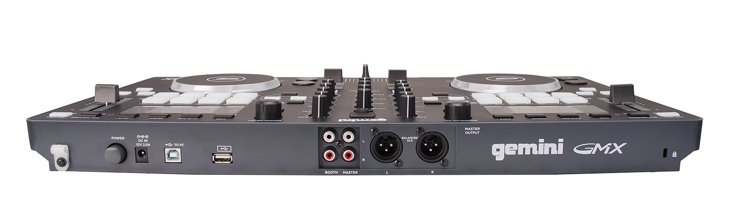 Gemini Sound GMX Stand Alone Professional Audio DJ Multi-Format USB, MP3, WAV and DJ Software Compatible Media Controller System with Touch-Sensitive High-Res Jog Wheels, XLR Master Outputs