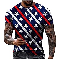 Independence Day Shirt Round Neck Short Sleeve Workout USA Flag Shirts Tee Shirts Mens Pack 2Xlt USA Flag Graphic Tees