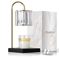 Candle Warmer Lamp, Wax Warmer Lamp with 2 Bulbs & Timer & Dimmer 7-Levels, Compatible Most Jar Candles, Candle Top Melting, Cystal Candle Heater Lamp for Scented Wax, Elegant Home Decoration, Black