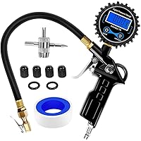 Nilight 50026R Digital Tire Inflator Pressure Gauge,250 PSI Air Chuck and Compressor Accessories Heavy Duty with Rubber Hose and Quick Connect Coupler for 0.1 Display Resolution,2 Year Warranty