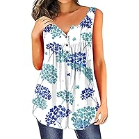 Tunic Casual Spring Blouse Womens Short Sleeve Skiing Loose Fit V Neck Shirt Button-Down Cool Flower