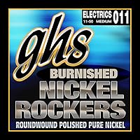 Strings BNR-M Burnished Nickel Rockers, Polished Pure Nickel Electric Guitar Strings, Medium (.011-.050)