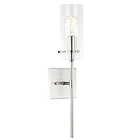 Light Society Montreal Cylindrical Wall Sconce, Satin Nickel with Clear Glass Shade, Contemporary Minimalist Modern Lighting Fixture (LS-W238-SN-CL)