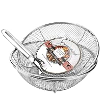 Grill Basket, Grill Accessories Set Heavy Duty Barbecue Grilling Basket Vegetables Stainless Steel Veggies Grill Topper Cookware with Handles Charcoal Gas Outdoor Grill Cooking