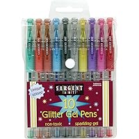 Sargent Art 10 Count Assorted Color Glitter Gel, Non-toxic, Magical Ink Pens, Art Marker Pens For Drawing, Journaling, Doodling, Adult Colouring Books