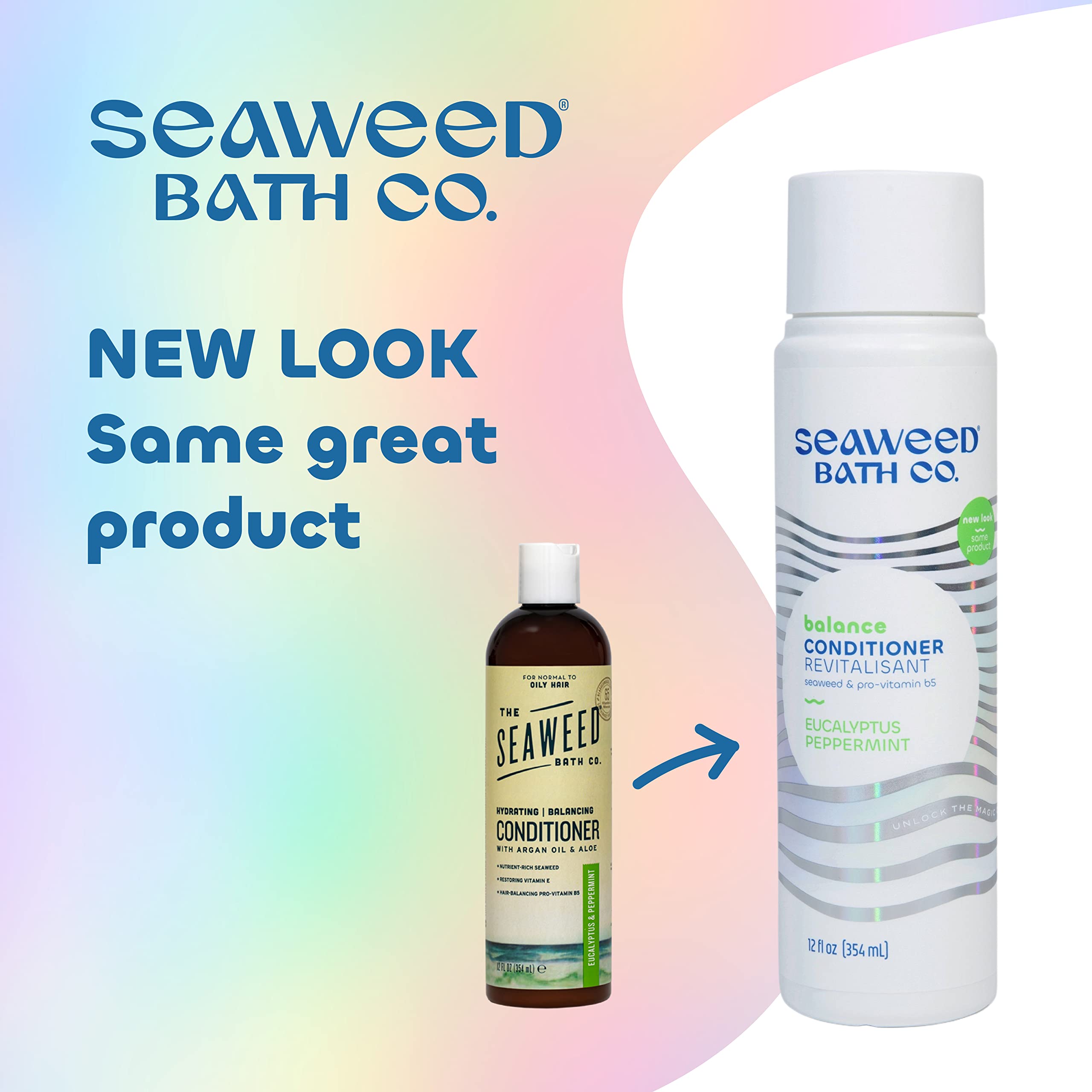 Seaweed Bath Co. Balance Conditioner, Eucalyptus Peppermint Scent, 12 Ounce, Sustainably Harvested Seaweed, Pro Vitamin B5, For Normal to Oily Hair