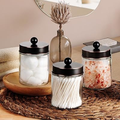 Amolliar Apothecary Jars Bathroom Storage Organizer - Cute Qtip