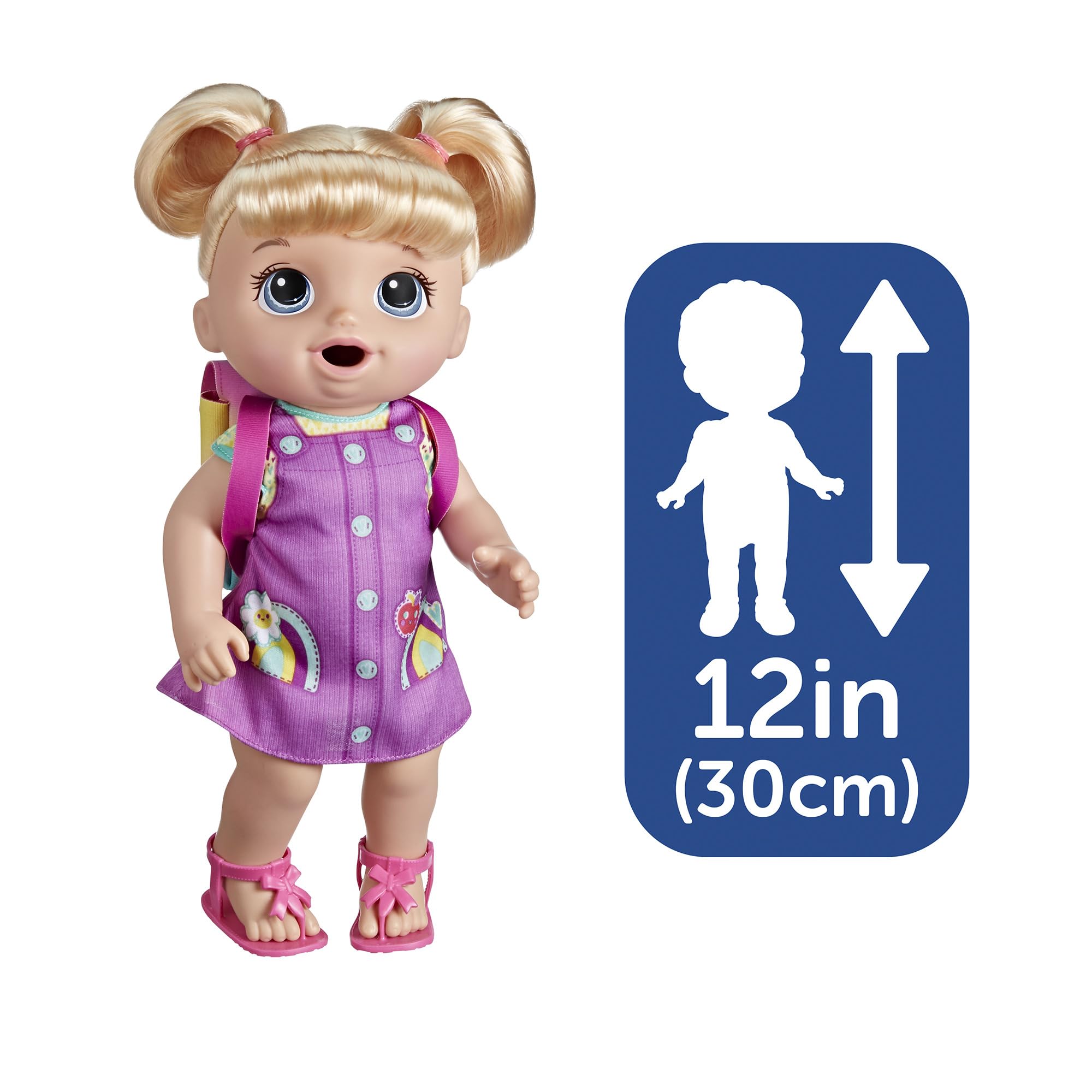 Baby Alive Time for School Baby Doll Set, Back to School Toys for 3 Year Old Girls & Boys & Up, 12 Inch Baby Doll, Blonde Hair (Amazon Exclusive)