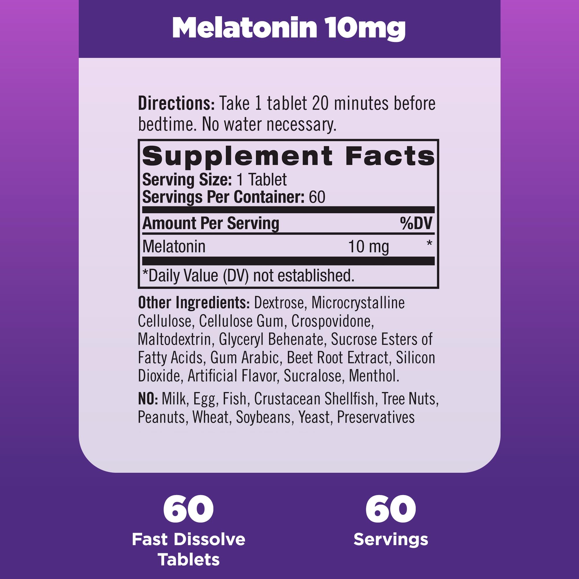 Natrol Melatonin Fast Dissolve Tablets, Helps You Fall Asleep Faster, Stay Asleep Longer, Easy to Take, Dissolve in Mouth, Strengthen Immune System, Maximum Strength, Strawberry Flavor, 10mg, 60 Count