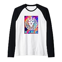 Colorful Wild Stylish Lion Tee Shirts, Lion Graphic Designs Raglan Baseball Tee
