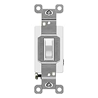 ENERLITES 20 Amp Toggle Light Switch, Single Pole, 20A 120-277V, Grounding Screw, Commercial Grade, UL Listed, 81200-W, White