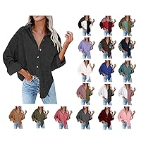 Womens Corduroy Button Down Shirts 2022 Fall Fashion Long Sleeve Loose Jacket Casual Oversized Shacket Blouse Top