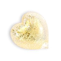 Handmade Murano Glass Blown Heart Figurine, Crystal Clear, 3.5