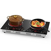Hobsir Hob 2 Burner Electric Cooktop 110v, Double Electric Stove Burner, 24 Inch Countertop and Built-in Electric Stove Top with Plug, LED Touch Screen, Safety Lock for Kitchen Apartment RV Camp Stove