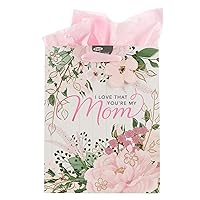 Christian Art Gifts Gift Bag/Tissue Paper Set For Moms I Love That You're My Mom, Pink, Medium