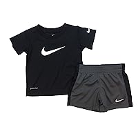 Nike Boy`s Dri-Fit T-Shirt & Shorts 2 Piece Set (Black(66F237-G1A)/Dark Grey, 6)