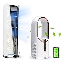 Small Bladeless Tower Fan Desk Fan, 2-Pack