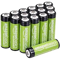 Amazon Basics 16-Pack AA Rechargeable Batteries, Recharge up to 1000x, Standard Capacity 2000 mAh, Pre-Charged