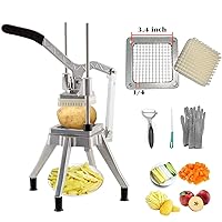 Upgrade Commercial Vegetable Fruit Chopper, Professional Potato Slicer, Manual Veggie Chopper Cutter Machine, French Fry Cutter Home Kitchen,Stainless Steel Blade with 1 Replacement(1/4