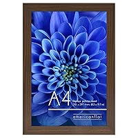 Americanflat A4 Picture Frame in Walnut - Engineered Wood with Shatter Resistant Glass - Horizontal and Vertical Formats for Wall and Tabletop - 8.3 x 11.7 in