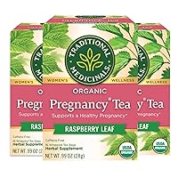 Organic Pregnancy Tea Raspberry Leaf Herbal Tea, Supports Healthy Pregnancy, (Pack of 3) - 48 Tea Bags Total