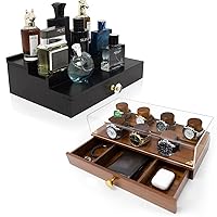 Cologne Organizer for Men and Wooden Watch Case